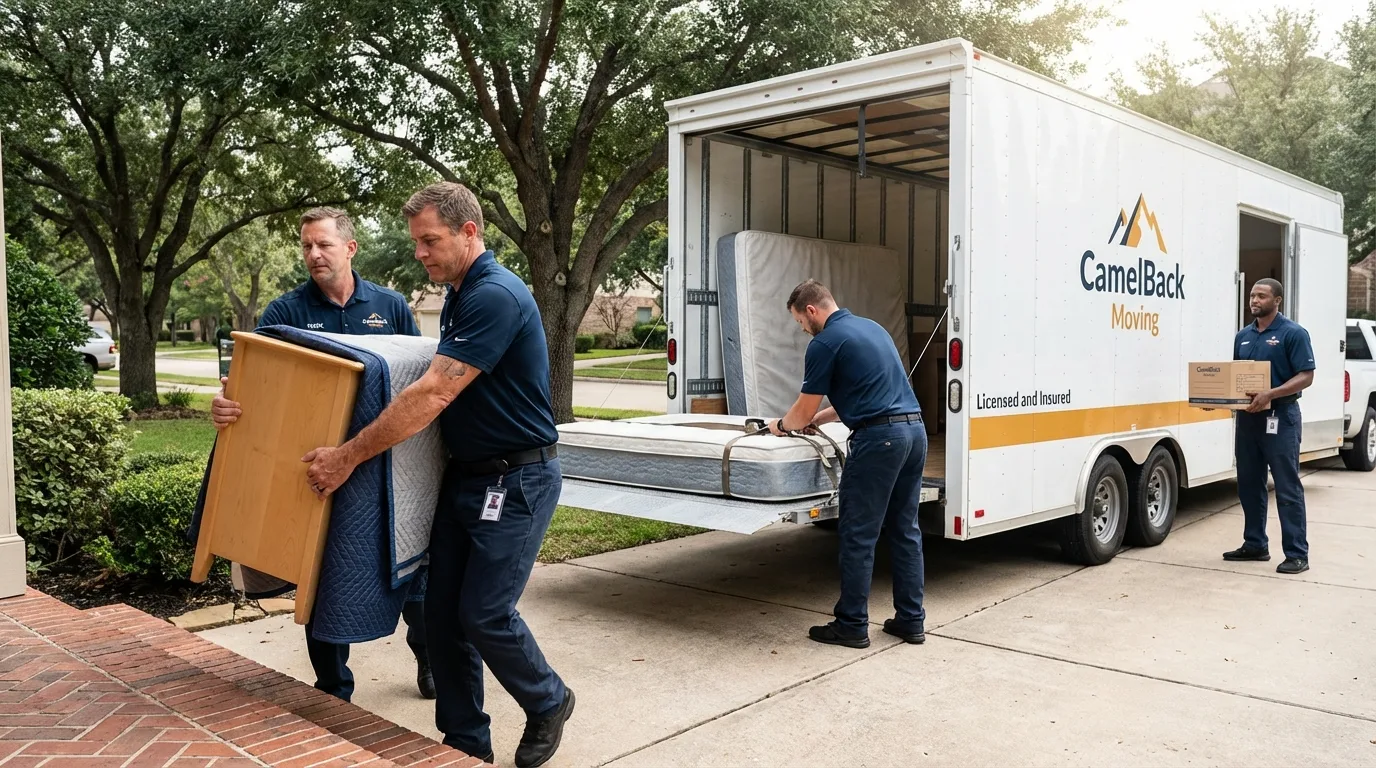 Crew loading residential truck for cross-state move from Mount Carmel, PA