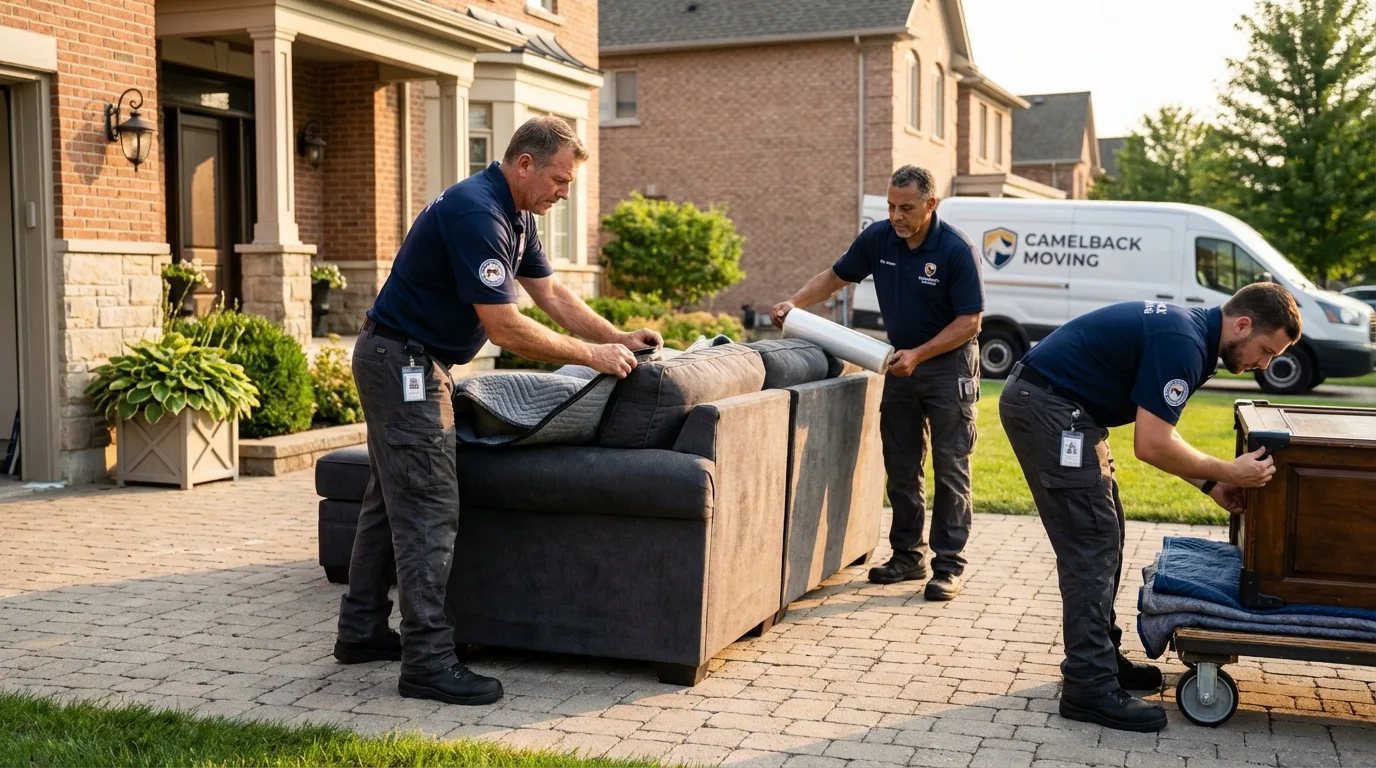 Large estate moving crew wrapping furniture in Mount Carmel, PA